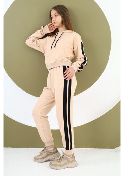 Kız Çocuk %100 Pamuk Kapüşonlu Alt&üst Eşofman TAKIMI-EŞT-0025