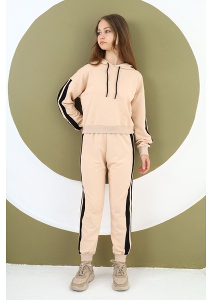 Kız Çocuk %100 Pamuk Kapüşonlu Alt&üst Eşofman TAKIMI-EŞT-0025 fiyatları