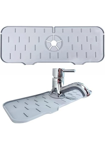 Musluk Sıçrama Önleyici Ped, Gri Su Tutucu Mat, Mutfak ve Banyo Tezgahı & Fayans Koruyucu, Lavabo Kenarı Için Kaymaz Musluk Kapağı, Damlama Engelleyici Ped, 37 * 14 cm fiyatları