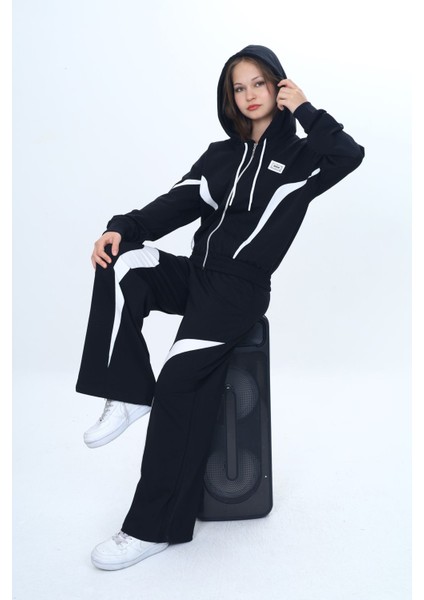 Kız Çocuk %100 Pamuk Garnili Kapüşonlu Fermuarlı Oversize Alt&üst Trend Eşofman TAKIMI-315-EŞT-0003 fiyatları