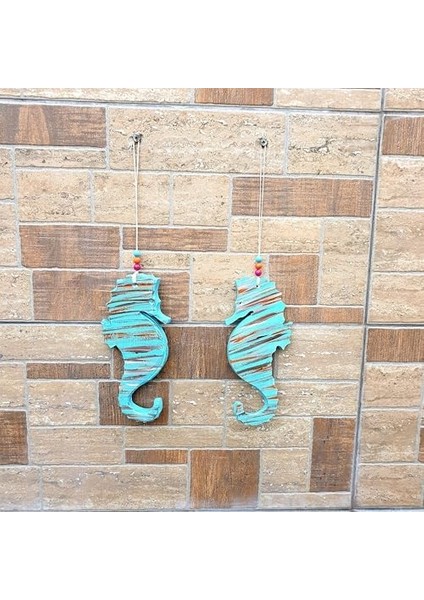 Denizatı Duvar Süsü, Ahşap El Yapımı, Renkli Boncuklu, 2'li Set modelleri