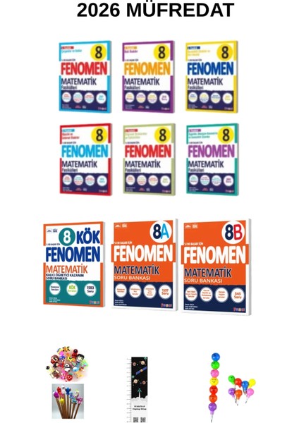 Fenomen 8. Sınıf Matematik Fasikül +Matematik (A+B)+ Kök Matematik 9 Kitap(Uzay A+Emoji K+Uzayay)