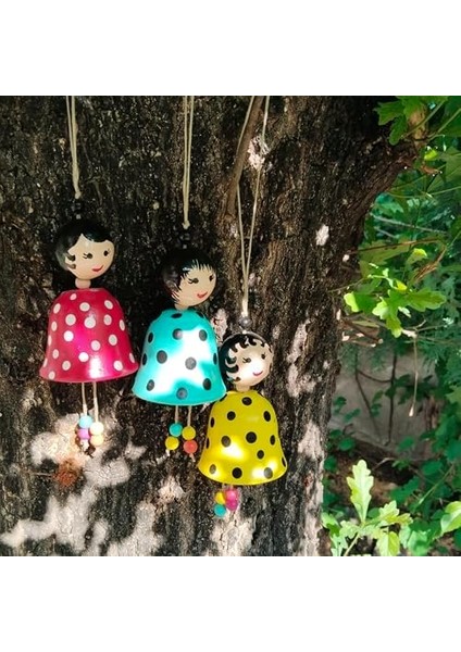 Asılabilir Doll Süs, 3'lü Set, Puantiyeli Desenli, Renkli Boncuklu, Bahçe ve Ev Dekorasyonu Çan Süs modelleri