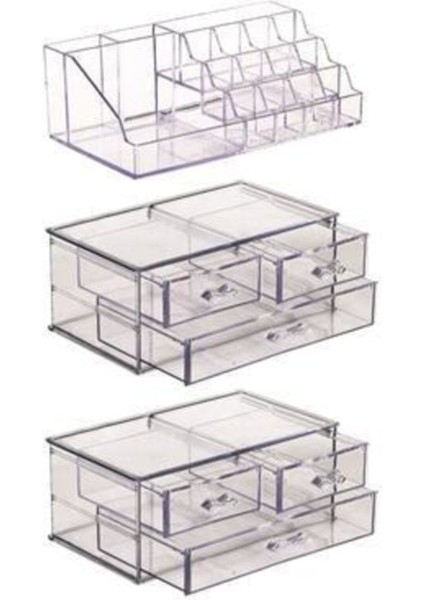 Şeffaf 5 Katlı 6 Çekmeceli Makyaj Düzenleyici Seti, Şeffaf ve Şık Tasarım fiyatları
