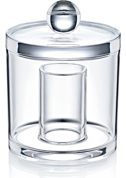 Şeffaf Yuvarlak Pamuk ve Kulak Çubuğu Saklama Kutusu, Makyaj Organizer