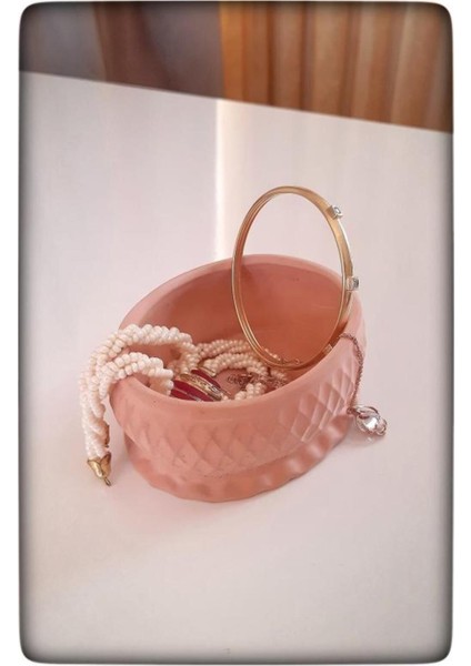 El Yapımı Kahverengi Dekoratif Beton Makyaj ve Takı Organizeri