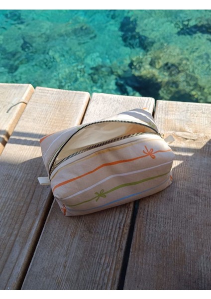 Geniş Hacimli Bej Çok Amaçlı Seyahat Çantası Fiyonklu Organik Kumaş Organizer fiyatları