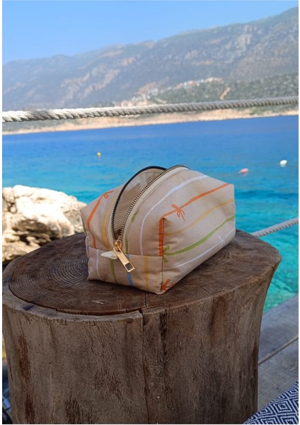 Geniş Hacimli Bej Çok Amaçlı Seyahat Çantası Fiyonklu Organik Kumaş Organizer modelleri