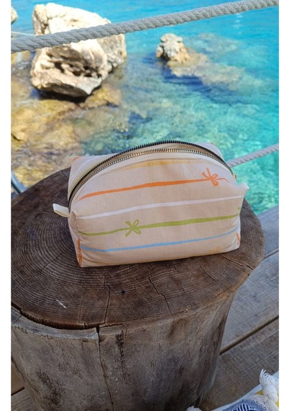 Geniş Hacimli Bej Çok Amaçlı Seyahat Çantası Fiyonklu Organik Kumaş Organizer fırsatları