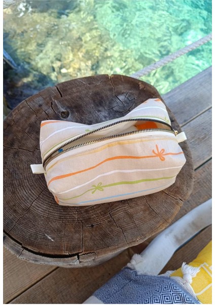 Geniş Hacimli Bej Çok Amaçlı Seyahat Çantası Fiyonklu Organik Kumaş Organizer indirimleri