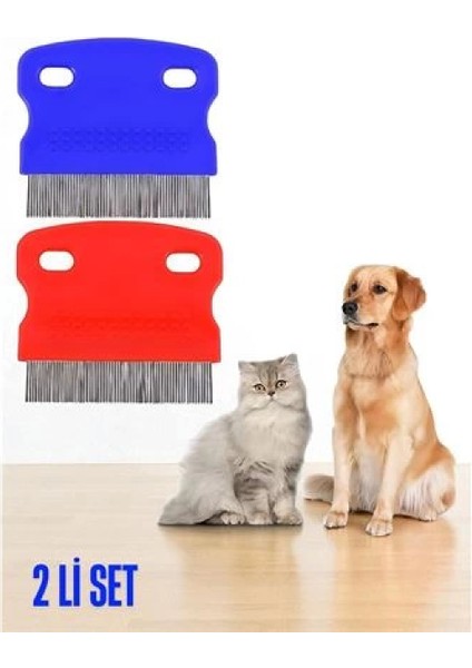 Modacar Kedi Köpek Bit Pire Tarağı Metal Uçlu Bit Tarağı 2 Adet Set