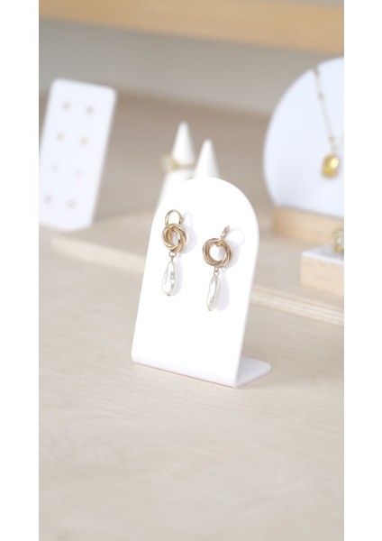 Beyaz Küpe Takı Standı 2'li Organizer Düzenleyici, Şık ve Kullanışlı. fırsatları