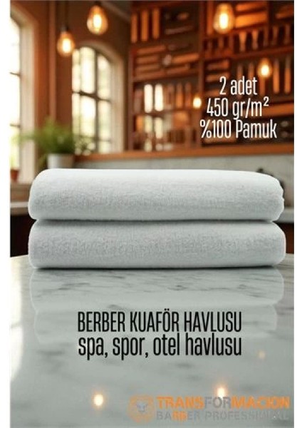 Modacar Kuaför Berber Havlusu 2 Adet Pamuk Berber Havlusu 50X90 Beyaz