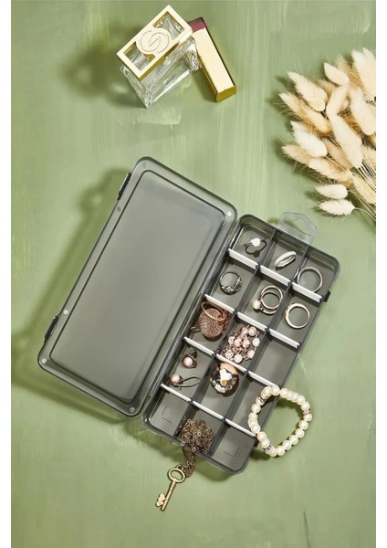 Füme 15 Bölme Ayarlanabilir Takı Kutusu, Kolye, Boncuk, Küpe ve Yüzük Organizer fiyatları