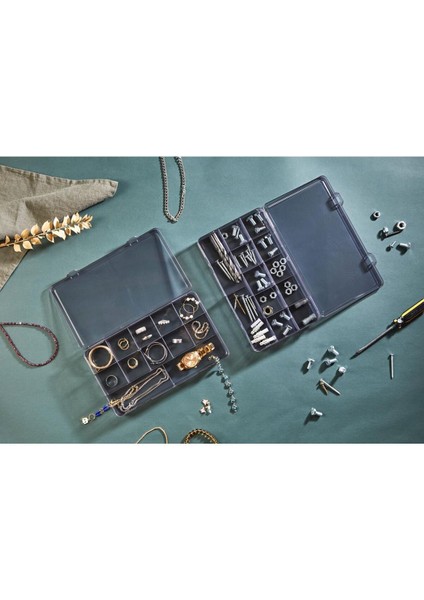 12 Bölmeli Kapaklı Organizer, Takı, Toka, Aksesuar, Hırdavat, Vida Düzenleyici Siyah modelleri