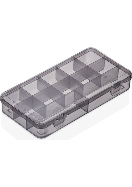 12 Bölmeli Kapaklı Organizer, Takı, Toka, Aksesuar, Hırdavat, Vida Düzenleyici Siyah