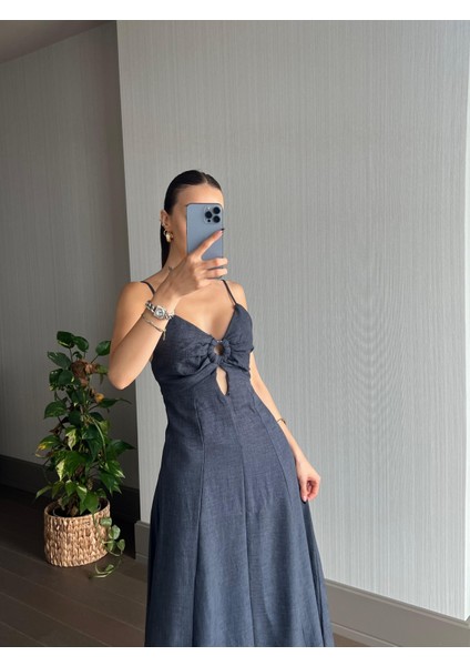 Askılı Uzun Keten Elbise fiyatları