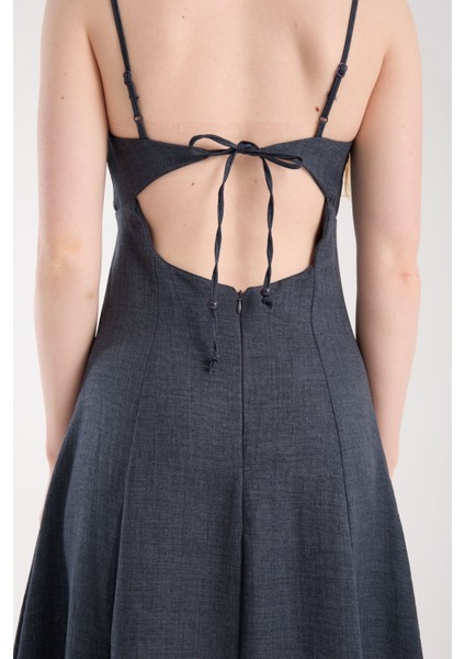 Askılı Uzun Keten Elbise modelleri