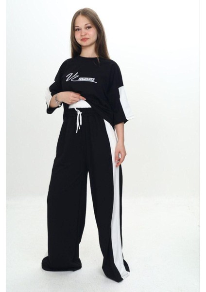 Kız Çocuk %100 Pamuk London Baskılı Oversize Garnili Truvakal Kollu Eşofman TAKIMI-293-EŞT-2010 fırsatları