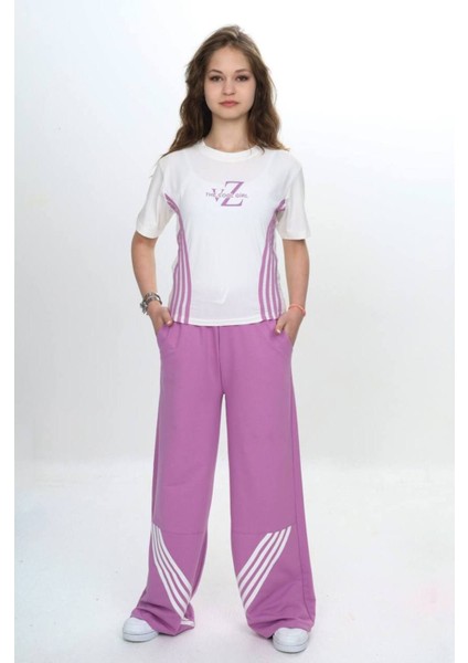 Kız Çocuk Ikili Alt&üst Takım- Pantolon & Kısa Kollu Tişört – %100 PAMUK-EŞT-2030