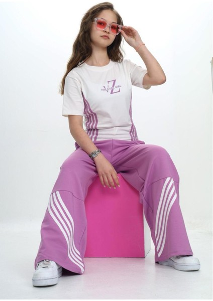 Kız Çocuk Ikili Alt&üst Takım- Pantolon & Kısa Kollu Tişört – %100 PAMUK-EŞT-2030