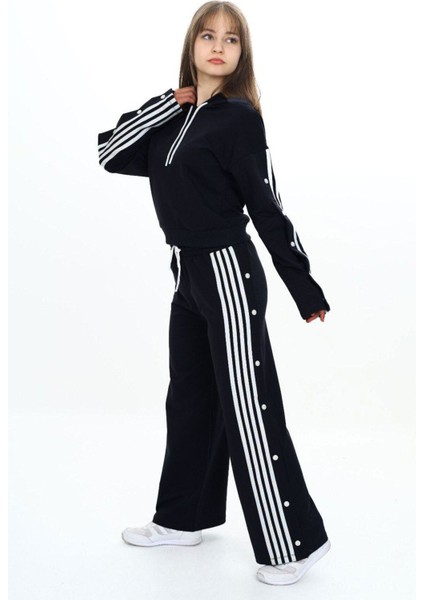 Kız Çocuk %100 Pamuk Şeritli Kapüşonlu Çıtçıtlı Alt&üst Eşofman TAKIMI-5010-EŞT-2004 indirimleri