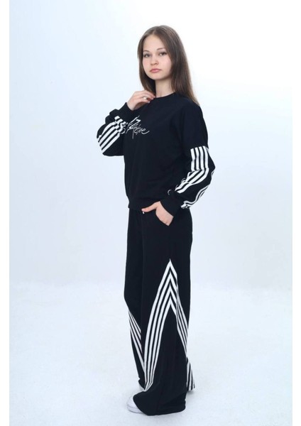 Kız Çocuk %100 Pamuk Şeritli Oversize 2 Iplik Alt&üst Eşofman TAKIMI-305-EŞT-2009 modelleri