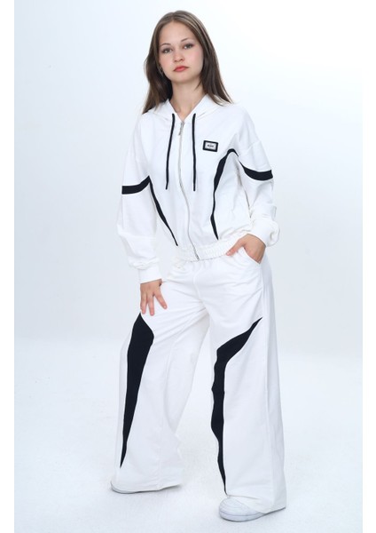 Kız Çocuk %100 Pamuk Garnili Kapüşonlu Fermuarlı Oversize Alt&üst Trend Eşofman TAKIMI-315-EŞT-2003 fırsatları