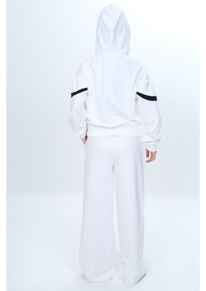 Kız Çocuk %100 Pamuk Garnili Kapüşonlu Fermuarlı Oversize Alt&üst Trend Eşofman TAKIMI-315-EŞT-2003