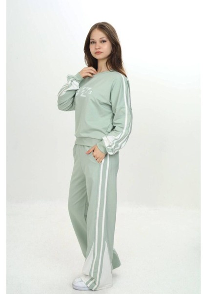 Kız Çocuk %100 Pamuk 2 Iplik Garnili Şeritli At&üst Eşofman Takımı –çift Renkil Alt Üst TAKIM-297-EŞT-2007 fiyatları