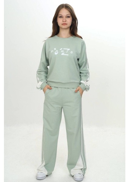 Kız Çocuk %100 Pamuk 2 Iplik Garnili Şeritli At&üst Eşofman Takımı –çift Renkil Alt Üst TAKIM-297-EŞT-2007 fırsatları