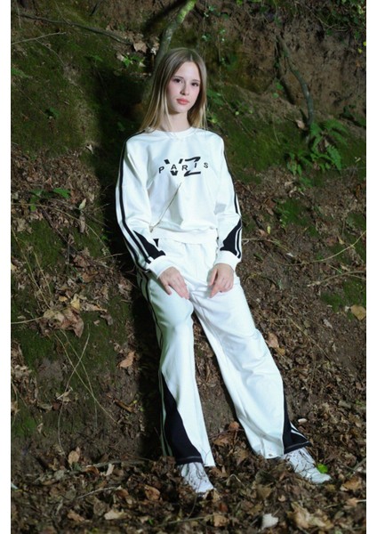 Kız Çocuk %100 Pamuk 2 Iplik Garnili Şeritli At&üst Eşofman Takımı –çift Renkil Alt Üst TAKIM-297-EŞT-2007