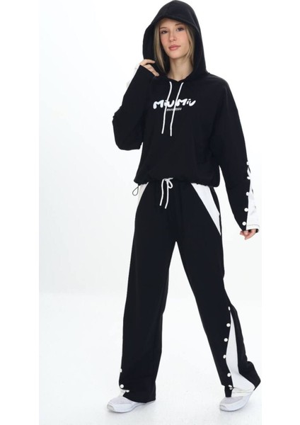 Kız Çocuk %100 Pamuk Kapüşonlu Çıtçıt Detaylı Alt&üst Eşofman TAKIM-179-EŞT-2005