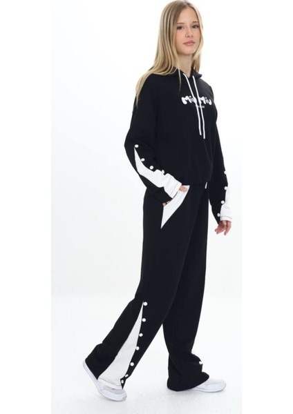 Kız Çocuk %100 Pamuk Kapüşonlu Çıtçıt Detaylı Alt&üst Eşofman TAKIM-179-EŞT-2005 fiyatları