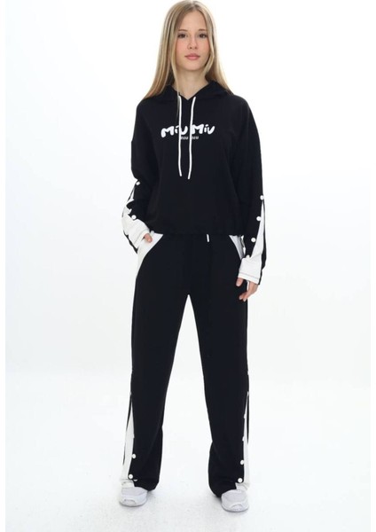 Kız Çocuk %100 Pamuk Kapüşonlu Çıtçıt Detaylı Alt&üst Eşofman TAKIM-179-EŞT-2005 modelleri