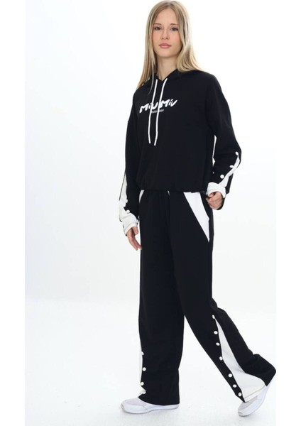 Kız Çocuk %100 Pamuk Kapüşonlu Çıtçıt Detaylı Alt&üst Eşofman TAKIM-179-EŞT-2005 fırsatları