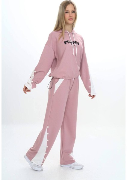 Kız Çocuk %100 Pamuk Kapüşonlu Çıtçıt Detaylı Alt&üst Eşofman TAKIM-179-EŞT-2005 fiyatları