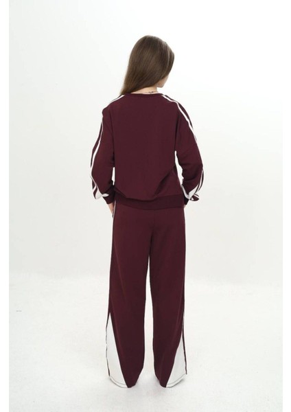 Kız Çocuk %100 Pamuk 2 Iplik Garnili Şeritli At&üst Eşofman Takımı –çift Renkil Alt Üst TAKIM-297-EŞT-2007 fırsatları