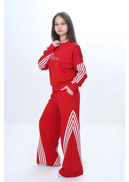 Kız Çocuk %100 Pamuk Şeritli Oversize 2 Iplik Alt&üst Eşofman TAKIMI-305-EŞT-2009 modelleri