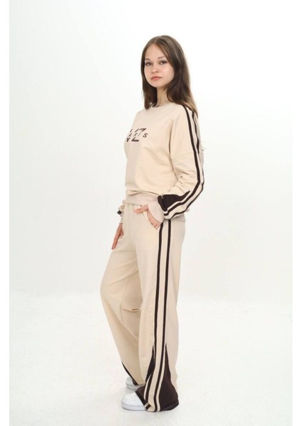 Kız Çocuk %100 Pamuk 2 Iplik Garnili Şeritli At&üst Eşofman Takımı –çift Renkil Alt Üst TAKIM-297-EŞT-2007 modelleri