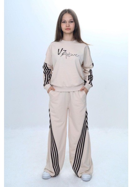 Kız Çocuk %100 Pamuk Şeritli Oversize 2 Iplik Alt&üst Eşofman TAKIMI-305-EŞT-2009 modelleri