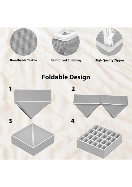 6 Bölmeli Katlanabilir Kumaş Saklama Kutusu Gri, Çorap ve Iç Çamaşırı Düzenleyici fiyatları