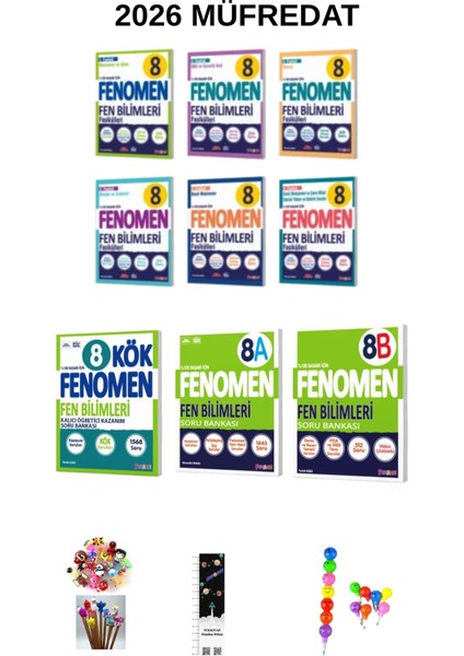 Fenomen 8. Sınıf Fen (6 Fasikül)+Fen (A+B)+Kök Fen Bilimi (Uzay A+Emoji K+ KALEMB.)2026