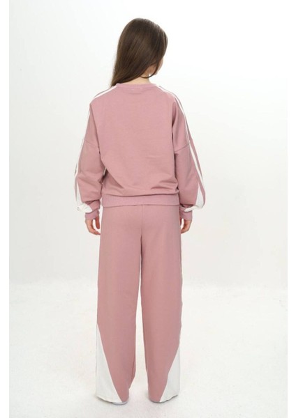 Kız Çocuk %100 Pamuk 2 Iplik Garnili Şeritli At&üst Eşofman Takımı –çift Renkil Alt Üst TAKIM-297-EŞT-2007 modelleri