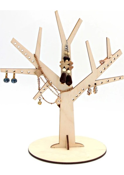 Ağaç Temalı Ahşap Mdf Takı Düzeni, Beyaz Renk, Şık ve Kullanışlı Tasarım