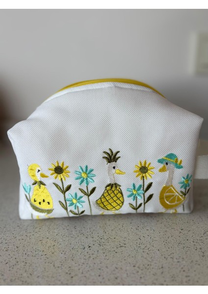 Kaz nakışlı organizer çanta – makyaj çantası , kalemlik ve valiz ıçi çok amaçlı düzenleyici 20x10x10 cm