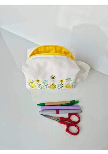 Kaz nakışlı organizer çanta – makyaj çantası , kalemlik ve valiz ıçi çok amaçlı düzenleyici 20x10x10 cm modelleri