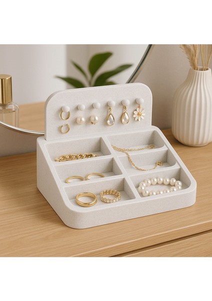 Beyaz 6 Gözlü Takı Organizeri, Küpe, Yüzük, Bileklik ve Kolye Düzenleyici Stand fiyatları