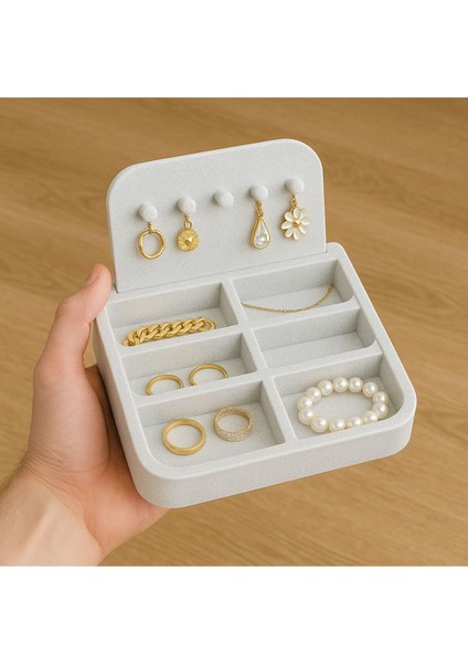 Beyaz 6 Gözlü Takı Organizeri, Küpe, Yüzük, Bileklik ve Kolye Düzenleyici Stand fırsatları