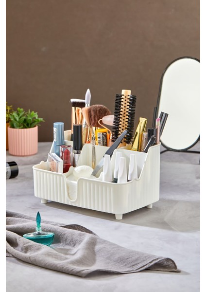 Beyaz Çok Bölmeli Makyaj ve Takı Organizeri, Şık ve Pratik Tasarım fiyatları